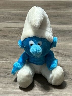 Vintage Blue Smurf Beanbag Plush Toy Wallace Berrie & Co Peyo 1979 Korea 10"